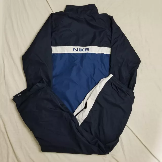 Vintage Y2K Nike Tracksuit Set Windbreaker Pants Jacket Blue Colorblock Large