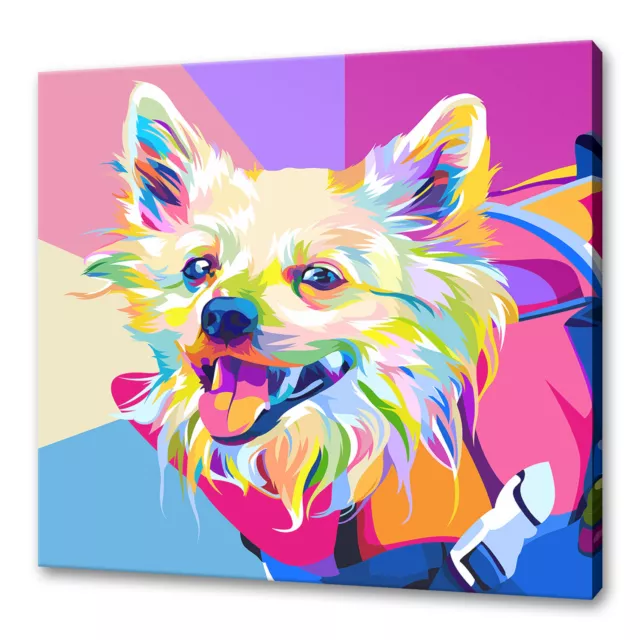 Japanese Spitz Dog Colourful Modern Canvas Print Picture Wall Art 12"x12"