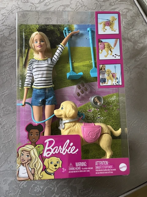 Barbie Dog Walker & Potty Puppy Doll Play Set - Accessories - DWJ68 - Brand New