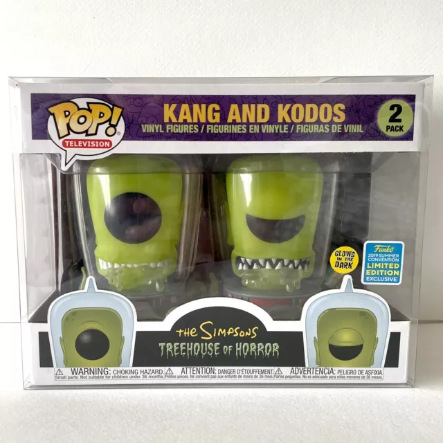 Kang and Kodos SDCC Funko Pop GITD The Simpsons Treehouse Of Horror + Protector