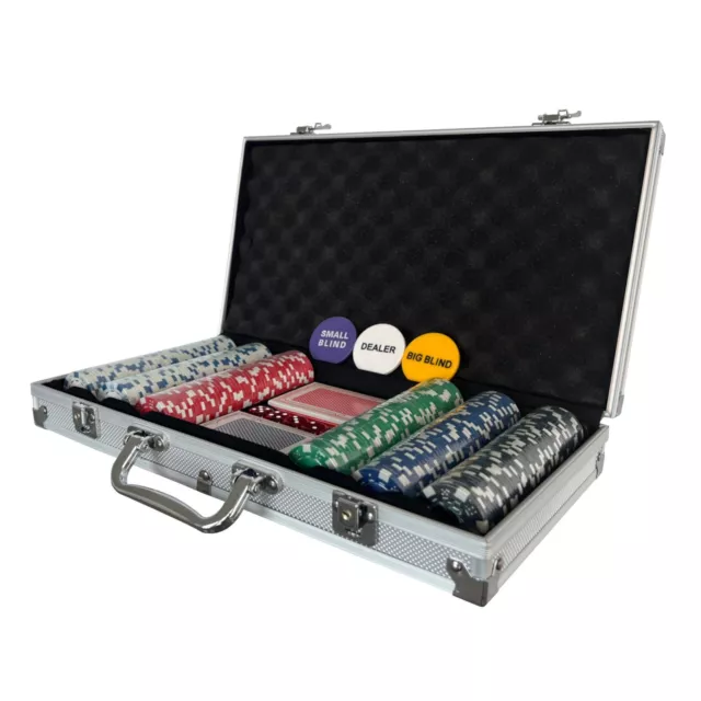 NEW! Poker Set - 300 Piece Texas Hold Em Chips Cards Dice Decks Casino Case 2