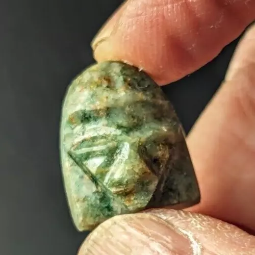 Authentic Pre-Columbian Carved Jade Miniature Head Professionally Framed Rare
