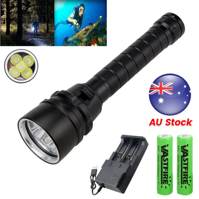 Bright   LED Diving Scuba Flashlight Torch Light Dive Underwater Torch