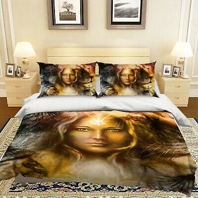 3D DEA SOLE Animale 326 Federe Letto Trapunta Copripiumino REGINA RE Miele 