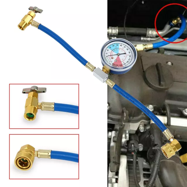 R134A Car Air Conditioning Refrigerant Recharge Measuring Set Hose Gas Gauge Kit