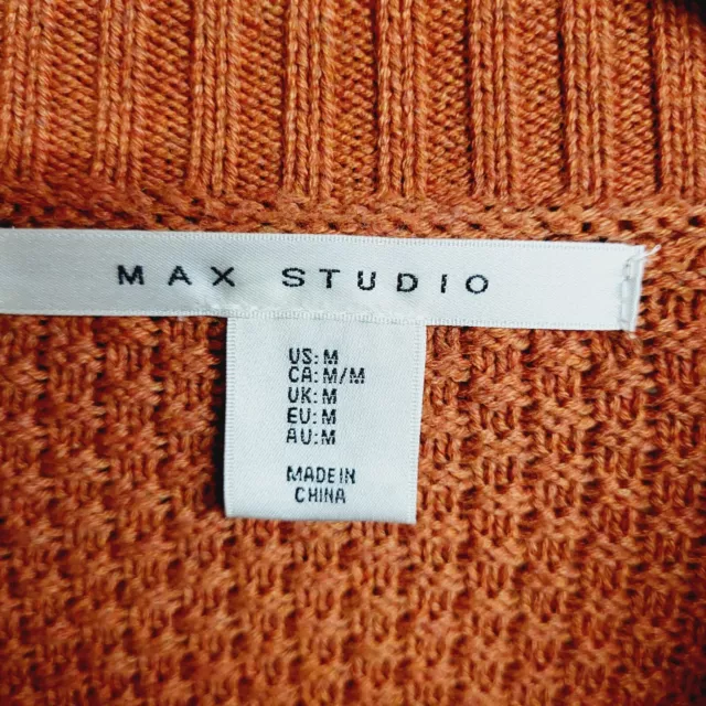 MAX STUDIO WOMEN'S Knit Open Knit Cardigan Sweater Pockets Burnt Orange ...