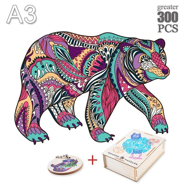 Animal Jigsaw Puzzles Colorful Intellectual Toy Creative Wooden Kids Game Gifts 8