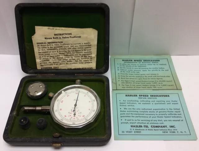Vintage Hasler Tachometer Speed Indicator Hand Held with case Hasler-Tel