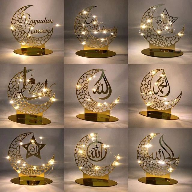 Produktbild von TaimeiMao Ramadan Holz Lampe – 2 Stück, DIY Dekoration Mit LED Licht, Eid Mubarak