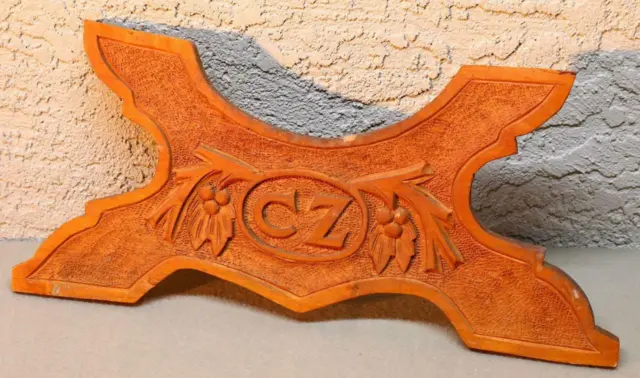 Wood Carved CZ Hand Made Wooden Placque Sign Shape Bat Wide X Unusual Piece ZS