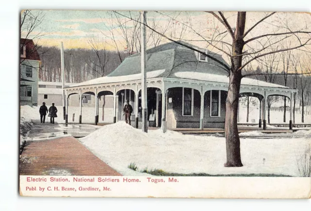 Old Vintage 1908 Postcard Electric Station National Soldiers Home Togus Maine