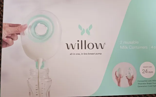 Willow All-In-One In-Bra Breast Pump Willow 2 Reusable Milk Containers 4 OZ 24MM