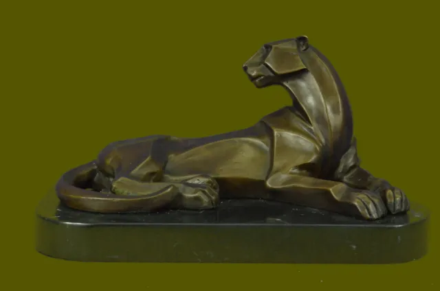 Collectible Figurine Bronze Decor Henry Moore Modern Art Abstract African Lion