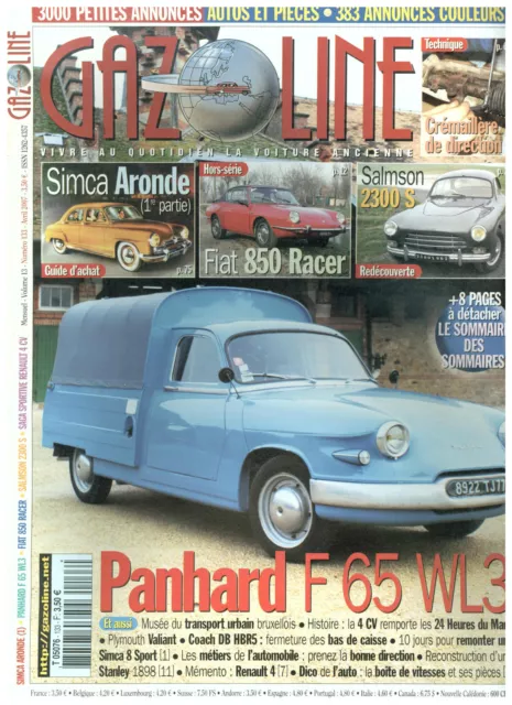 Gazoline N° 133/Guide D'achat Simca Aronde/Panhard F65 Wl3/Fiat 850 Racer/