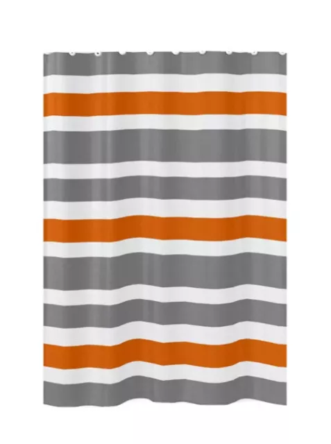 sweet jojo designs shower curtain NEW grey white orange stripe Free Shipping