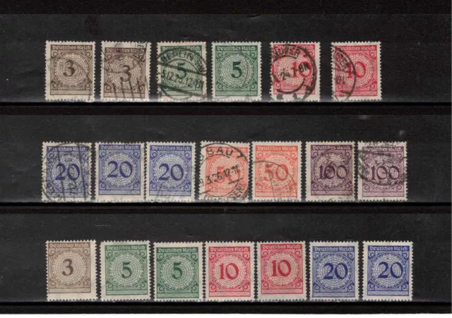 Deutsches Reich 1923 kl. gemischtes Lot aus Mi. 336 - 343 meist gestempelt