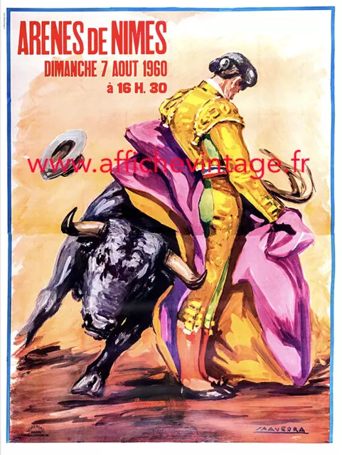 affiche poster  corrida nimes 1960