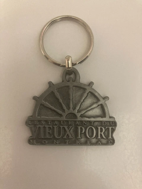 Vintage Old Restaurant du Vieux Port Montreal Metal Keychain Keyring