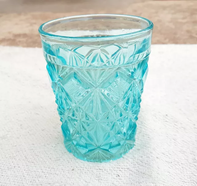 Vintage Val St Lambert Aqua Blue Glass Tumbler Beautiful Design Belgium GT200