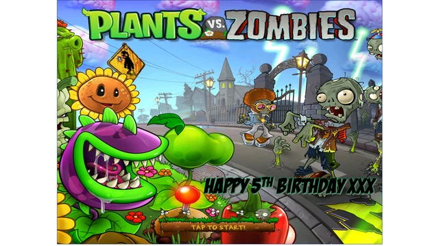 PLANTS VS ZOMBIES PERSONALISED RECTANGLE Edible Cake Topper wafer/icing ...