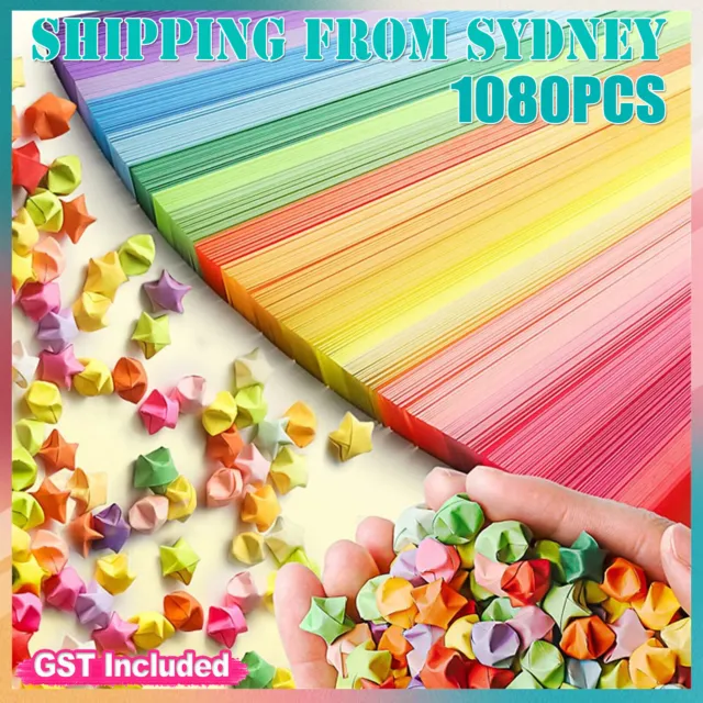 1080X Folding Paper Lucky Star Paper Strip Origami Ribbons Art DIY Crafts Paper