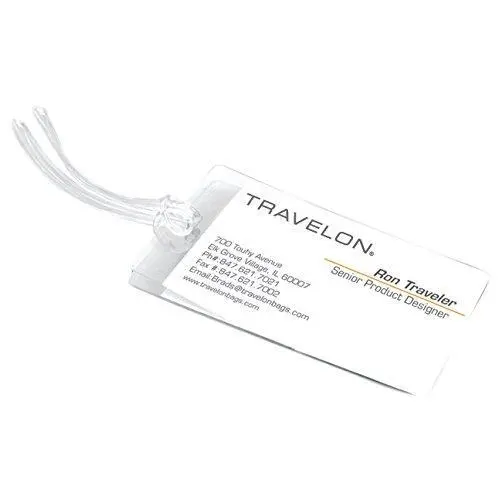 Travelon Set of 3 Self-Laminating Luggage Tags, Clear, 4.5 x 2.75 x 0.25, Clear