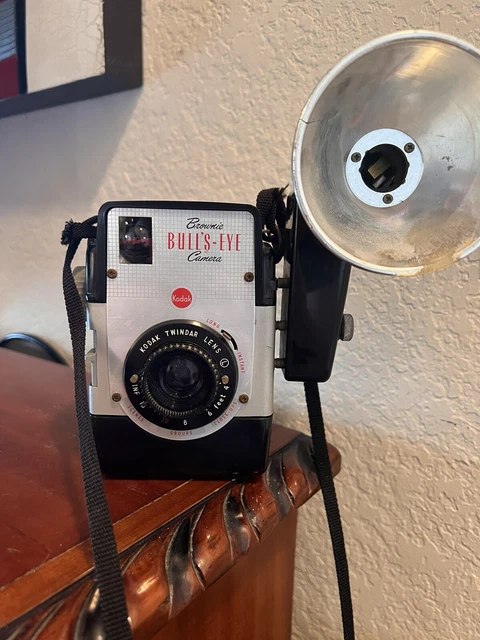 Antique Kodak Brownie Starmeter Retro Box Camera w/ Flash Attachment & Strap
