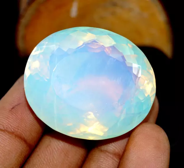 159 Ct Natural Green Fire Opal Oval Cut Welo Australian GIE Certified Gemstone