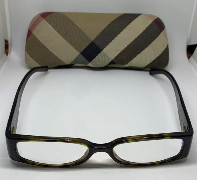 VTG Burberry 2029-B 3002 Havana Eyeglass Frames & Nova Check Plaid Case Italy