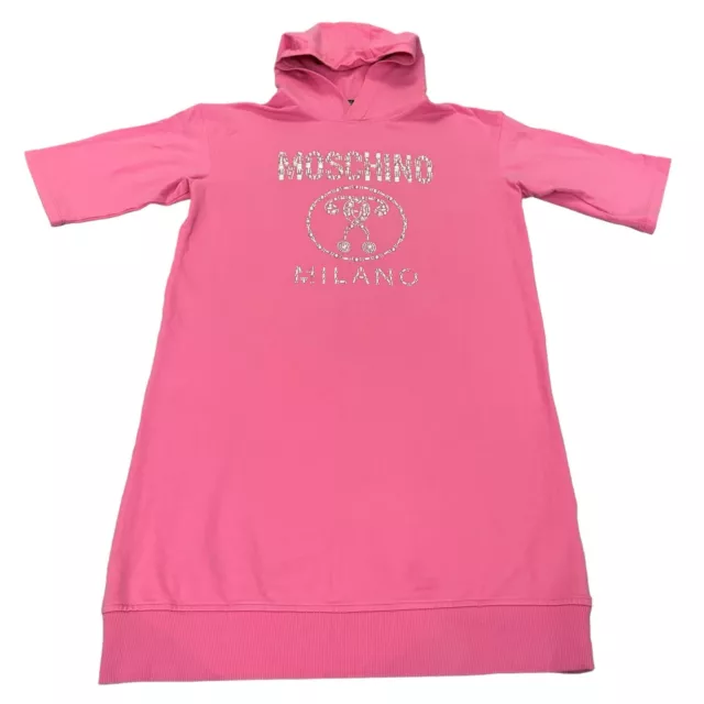 Moschino Teen Pink Longline Embellished Hoodie Size Age 14