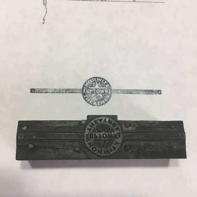 Letterpress Block Houston Advertising Vintage Uptown Horwitz Theaters Texas