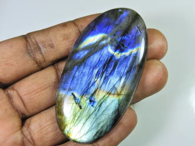 157Cts.Natural Labradorite Multi Fire Oval Cabochon Loose Gemstone 32X68X7MM