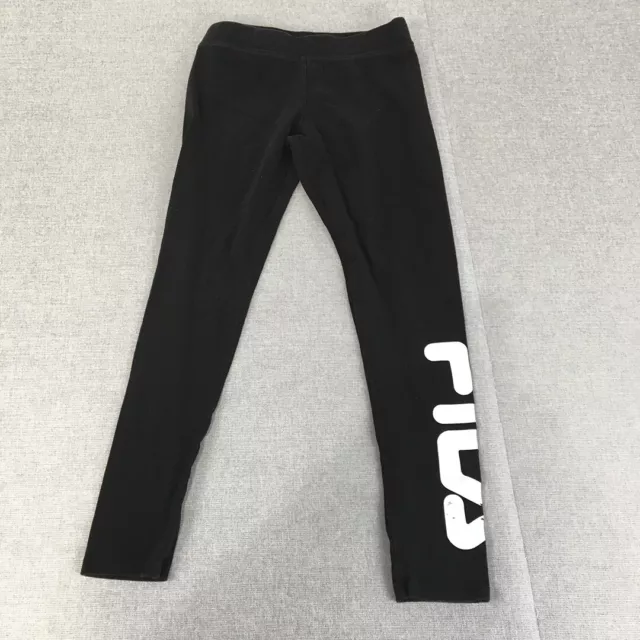 FILA Kids Girls Leggings Size 10 Black Logo Yoga Gym Activewear Pants