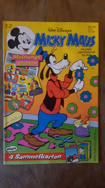 Micky Maus Comic Heft Nr. 10 1991 mit Beilage Meinungs-Sticker + Sammelkarten