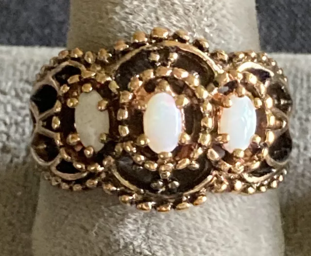VINTAGE SETA SIGNED Gold Tone Opal Band Ring Size 8 $15.00 - PicClick