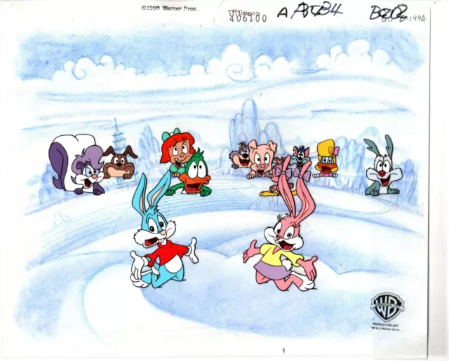 Tiny Toons Original Production Cel of Group PLUS Background Drawing 1990-92 gr