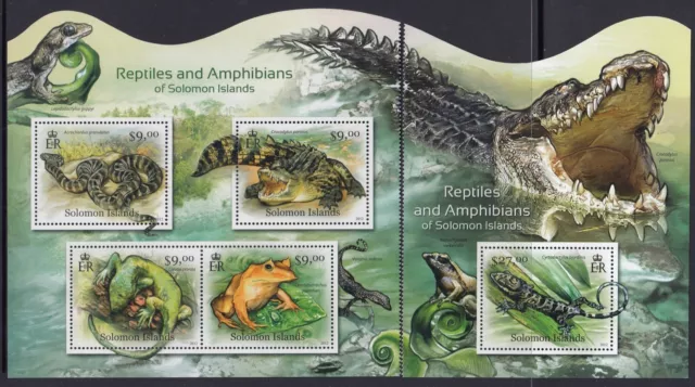 Solomon Islands: MUH Mini Sheet set: 2012 Reptiles & Amphibians Animals