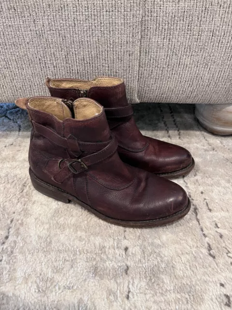 FRYE Jayden Cross Strap Moto Ankle Boots  Brown Leather Women 5.5B 76785