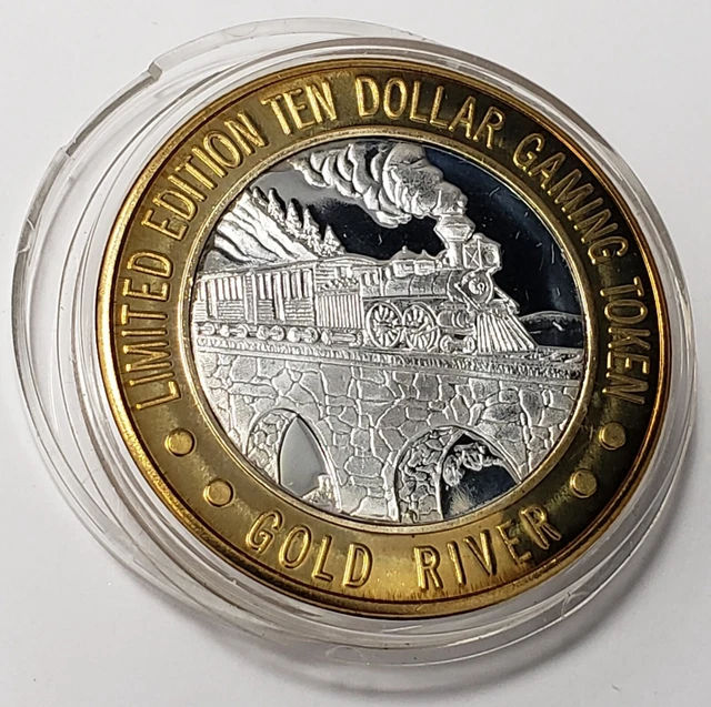 1994 CT Gold River Hotel Casino .999 Fine Silver Strike $10 Train Token 2GR9462