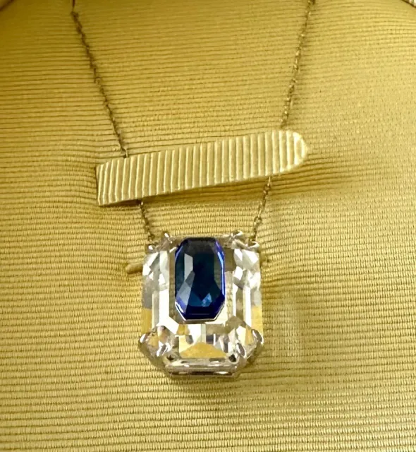 Sterlingsilber blau Swarovski Kristall Anhänger Halskette 20" Neu im Karton