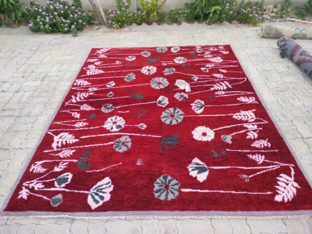 Red Hand knotted Turkish Rug Serapi Heriz Rug Floral Bedroom Carpet Area Rug