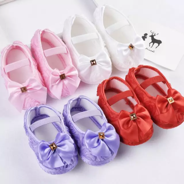 Toddler Baby Girl Bowknot Crib Shoes Newborn Soft Sole Anti-slip Prewalker 0-18M 2