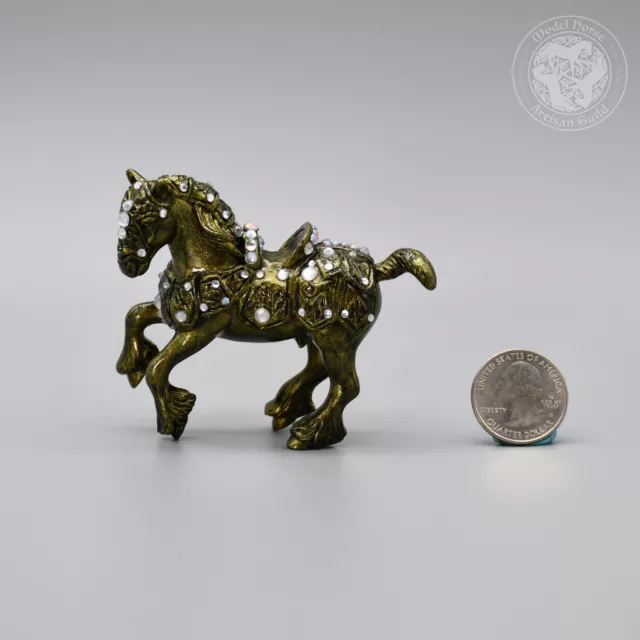 Custom G2 Clydesdale Stablemate Breyer Horse - Bronze Jewel Encrusted - 1:32 3