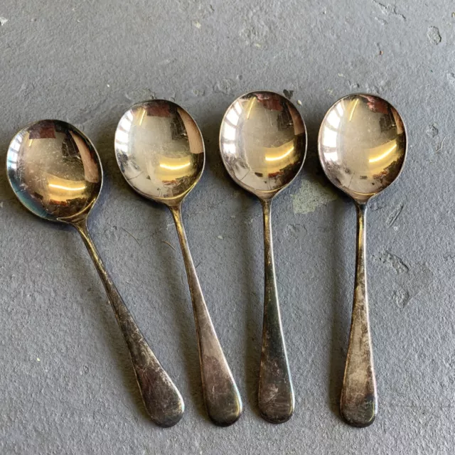 Antique Viners Large Soup Spoons  - Heavy Silver Plated Soup Spoons X 4