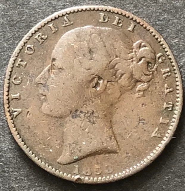 1853  FARTHING - 1/4d COPPER FARTHING COIN - QUEEN VICTORIA