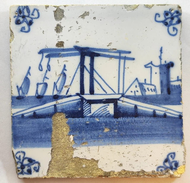 antique 17th - 18th century Dutch blue delft tile #23 RARE