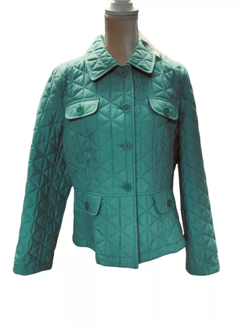 Ann Taylor Loft Womens Quilted 3 Season Jacket 14 Aqua Blue Lightweight NWT