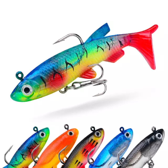 5pc 13.5g 3D Soft Lure Lead Head Jig Fishing Baits Smooth Swimming BassJig Lures