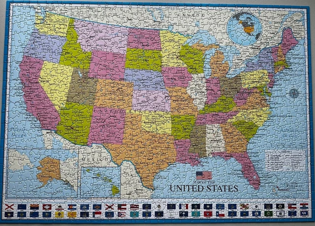 MAP OF THE USA 1000 piece jigsaw puzzle by Eurographics Complete £10.00