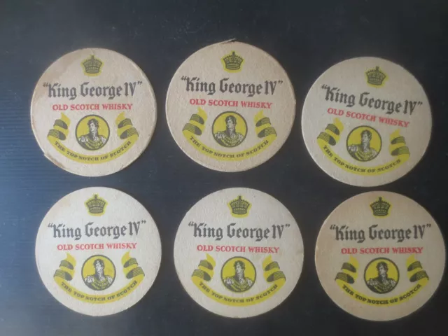 6 x KING GEORG 1V Old Scotch Whisky Coasters  1970,s Australian  Issue